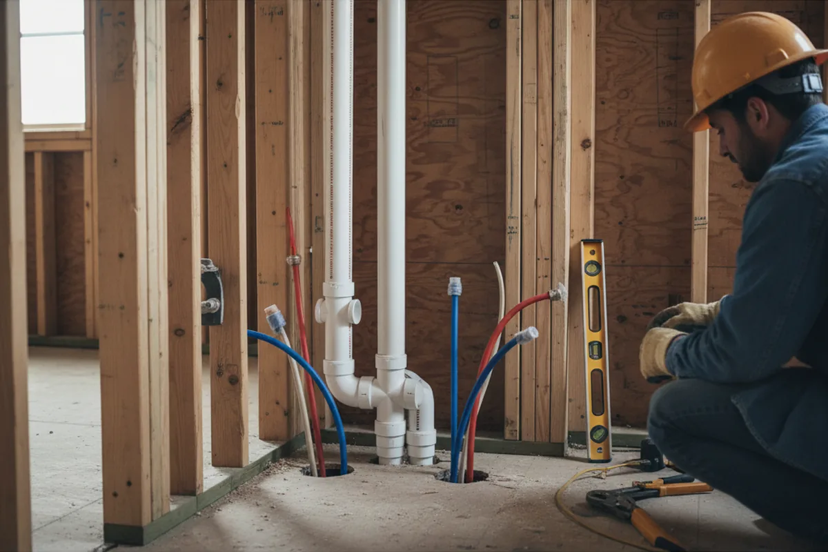 Drain and supply rough-in during Garbage Disposal Repair in Saint Francis